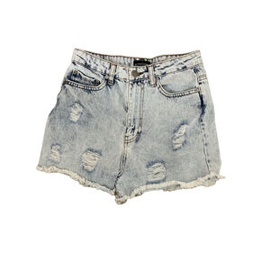 PrettyLittleThing Denim Distressed Blue Shorts Size 2